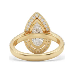 4.33 CTTW Pear-Shaped Halo Engagement Ring with Pave in 10K Yellow Gold thumbnail 3
