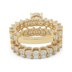 6.03 CTTW Round Solitaire Bridal Set with Pave Eternity Band in 10K Yellow Gold thumbnail 3