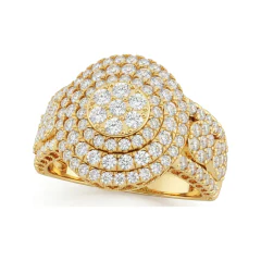 1.73 CTTW Flower Cluster Halo Engagement Ring in 10K Yellow Gold thumbnail 1