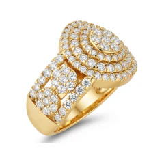 1.73 CTTW Flower Cluster Halo Engagement Ring in 10K Yellow Gold thumbnail 2