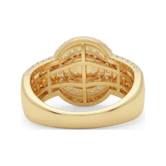 1.73 CTTW Flower Cluster Halo Engagement Ring in 10K Yellow Gold thumbnail 3