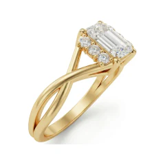 1.24 CTTW Emerald-Cut Solitaire Infinity Twist Engagement Ring in 10K Yellow Gold thumbnail 2