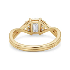 1.24 CTTW Emerald-Cut Solitaire Infinity Twist Engagement Ring in 10K Yellow Gold thumbnail 3