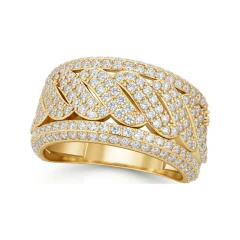 1.11 CTTW Braided Pave Eternity Band, Wide Wedding Ring in 10K Yellow Gold thumbnail 1