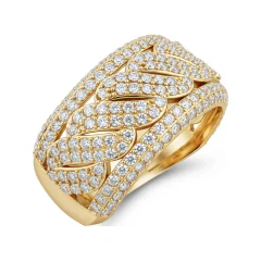 1.11 CTTW Braided Pave Eternity Band, Wide Wedding Ring in 10K Yellow Gold thumbnail 2