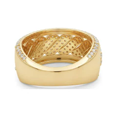 1.11 CTTW Braided Pave Eternity Band, Wide Wedding Ring in 10K Yellow Gold thumbnail 3