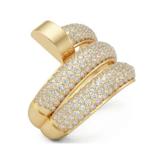1.29 CTTW Micro-Pave Swirl Multi-Row Spiral Ring in 10K Yellow Gold thumbnail 2