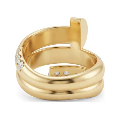1.29 CTTW Micro-Pave Swirl Multi-Row Spiral Ring in 10K Yellow Gold thumbnail 3