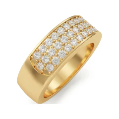0.79 CTTW Multi-Row Pave Diamond Wide Wedding Band in 10K Yellow Gold thumbnail 2