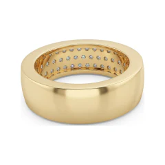 0.79 CTTW Multi-Row Pave Diamond Wide Wedding Band in 10K Yellow Gold thumbnail 3