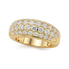 1.74 CTTW Domed Multi-Row Shared-Prong Diamond Wedding Band in 10K Yellow Gold thumbnail 1