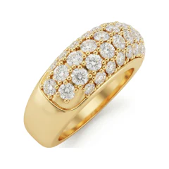 1.74 CTTW Domed Multi-Row Shared-Prong Diamond Wedding Band in 10K Yellow Gold thumbnail 2