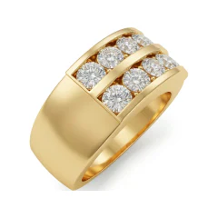 1.61 CTTW Mens Wide Channel Set Wedding Band | Round Diamond in 10K Yellow Gold thumbnail 2