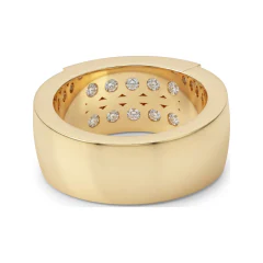 1.61 CTTW Mens Wide Channel Set Wedding Band | Round Diamond in 10K Yellow Gold thumbnail 3