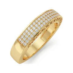 0.52 CTTW Multi-Row Micro-Pave Half Eternity Band in 10K Yellow Gold thumbnail 2