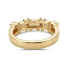 0.4 CTTW Bar & Station Round Diamond Wedding Band Ring in 10K Yellow Gold thumbnail 3