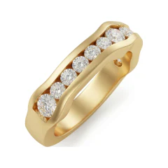 0.8 CTTW Graduated Flush-Set Diamond Half Eternity Band in 10K Yellow Gold thumbnail 2