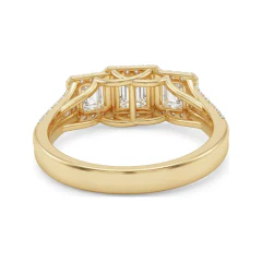 1.34 CTTW Princess Three-Stone Halo Split Shank Engagement Ring in 10K Yellow Gold thumbnail 3
