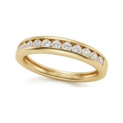 0.4 CTTW Round Channel-Set Half Eternity Wedding Band in 10K Yellow Gold thumbnail 1