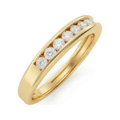 0.4 CTTW Round Channel-Set Half Eternity Wedding Band in 10K Yellow Gold thumbnail 2