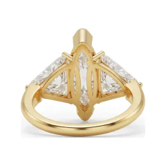 5.41 CTTW Marquise & Trillion Three-Stone Colored Stone Ring in 10K Yellow Gold thumbnail 3