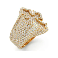 6.88 CTTW Mens Cross Ring with Pave & Baguette Diamonds Dome Ring in 10K Yellow Gold thumbnail 2