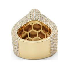 6.88 CTTW Mens Cross Ring with Pave & Baguette Diamonds Dome Ring in 10K Yellow Gold thumbnail 3
