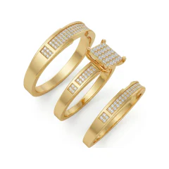 0.45 CTTW Micro-Pave Round Cluster Bridal Wedding Set in 10K Yellow Gold thumbnail 2
