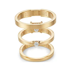 0.45 CTTW Micro-Pave Round Cluster Bridal Wedding Set in 10K Yellow Gold thumbnail 3