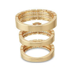 0.81 CTTW Multi-Row Cluster Pave Band | Wide Round Diamond Ring in 10K Yellow Gold thumbnail 3
