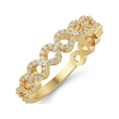 0.19 CTTW Infinity Pave Eternity Band, Continuous Loop in 10K Yellow Gold thumbnail 2