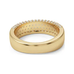 1.09 CTTW Multi-Row Micro-Pave Wide Wedding Band in 10K Yellow Gold thumbnail 3
