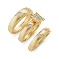 0.4 CTTW Pave Diamond Cluster Bridal Set in 10K Yellow Gold thumbnail 2