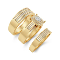 0.63 CTTW Cushion Cluster Bridal Set with Micro-Pave in 10K Yellow Gold thumbnail 2
