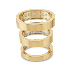 0.63 CTTW Cushion Cluster Bridal Set with Micro-Pave in 10K Yellow Gold thumbnail 3