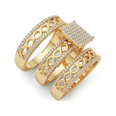 0.84 CTTW Infinity Bridal Set with Pave Round Stones in 10K Yellow Gold thumbnail 2