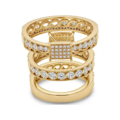 0.84 CTTW Infinity Bridal Set with Pave Round Stones in 10K Yellow Gold thumbnail 3