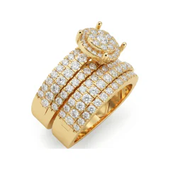 1.96 CTTW Multi-Row Pave Wide Band Ring in 10K Yellow Gold thumbnail 2