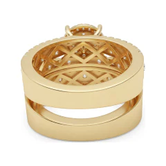 1.96 CTTW Multi-Row Pave Wide Band Ring in 10K Yellow Gold thumbnail 3