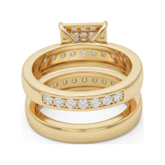 1 CTTW Geometric Cluster Bridal Set, Channel Set in 10K Yellow Gold thumbnail 3