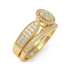 0.5 CTTW Cluster Halo Bypass Bridal Set | Multi-Row Pave in 10K Yellow Gold thumbnail 2