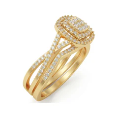 0.35 CTTW Cushion Double Halo Engagement Ring | Split Shank Micro-Pave in 10K Yellow Gold thumbnail 2