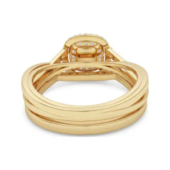 0.35 CTTW Cushion Double Halo Engagement Ring | Split Shank Micro-Pave in 10K Yellow Gold thumbnail 3
