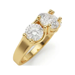 2.91 CTTW Round Three-Stone Trellis Engagement Ring in 10K Yellow Gold thumbnail 2
