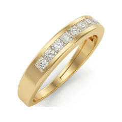 0.6 CTTW Princess Channel Set Half Eternity Band Wedding Ring in 10K Yellow Gold thumbnail 2