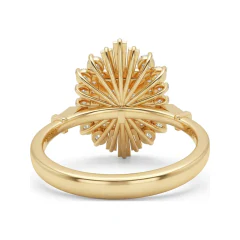 2.25 CTTW Art Deco Starburst Halo Engagement Ring | Princess & Baguette in 10K Yellow Gold thumbnail 3