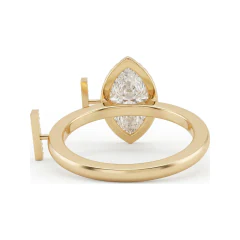 1.46 CTTW Marquise Halo Engagement Ring | Straight Shank Solitaire in 10K Yellow Gold thumbnail 3