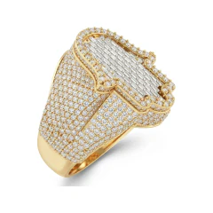 2.87 CTTW Religious Dome Statement Ring | Micro-Pave & Baguette in 10K Yellow Gold thumbnail 2