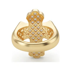1.43 CTTW Pave Cross Ring, Religious Statement Band in 10K Yellow Gold thumbnail 3