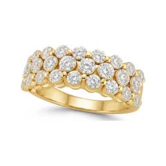 1.38 CTTW Multi-Row Shared-Prong Half Eternity Band in 10K Yellow Gold thumbnail 1